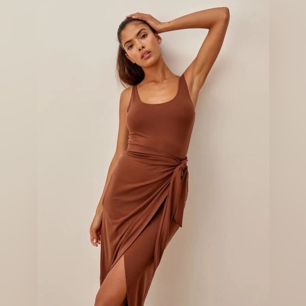 Reformation Kalia Wrap Dress Sz XS Chestnut Brown Excellent Condition!